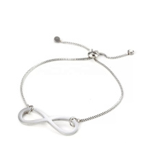 Infinity Charm Adjustable Chain Stylish Stainless Steel Bracelet Jewelry With Crystal